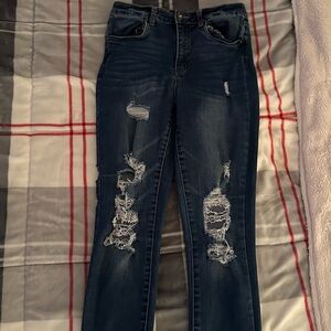 Kids Dark Blue Distressed Jeans